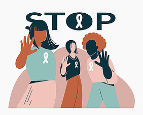 Women show gesture - stop violence against women