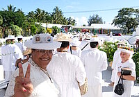 Frauen nach dem Gottesdienst, Eröffnung CICC-Frauenkonferenz Rarotonga